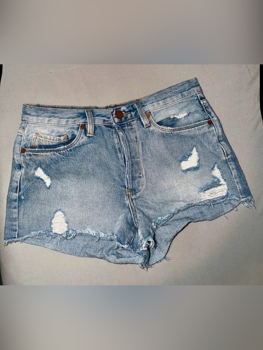 Blank NYC Light Blue Distressed Denim Shorts
